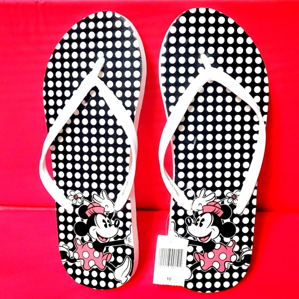 Disney Parks Exclusive Minnie Mouse  Women's  Polka Dots Flip Flops size 10